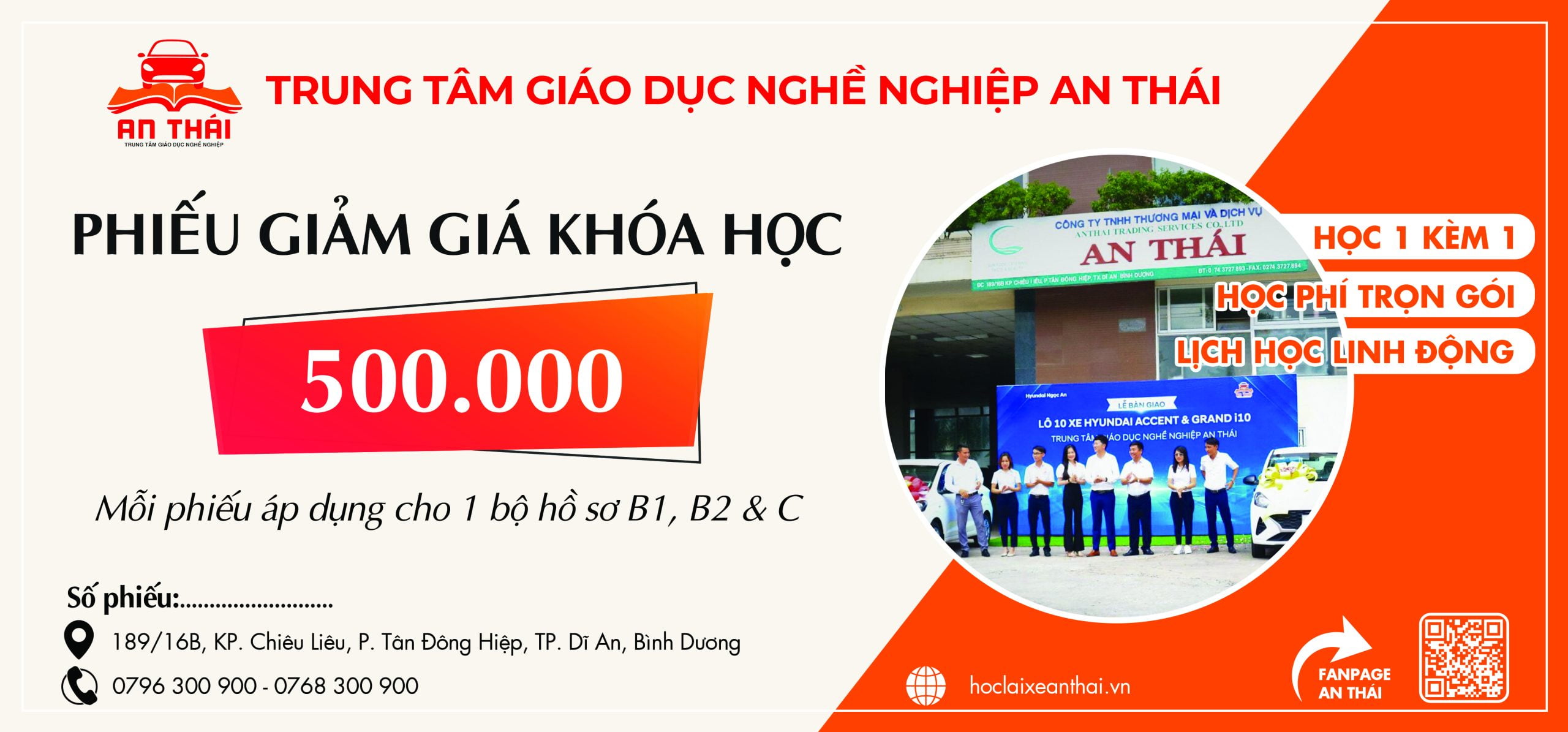 Voucher giảm giá khóa học lái xe An Thái