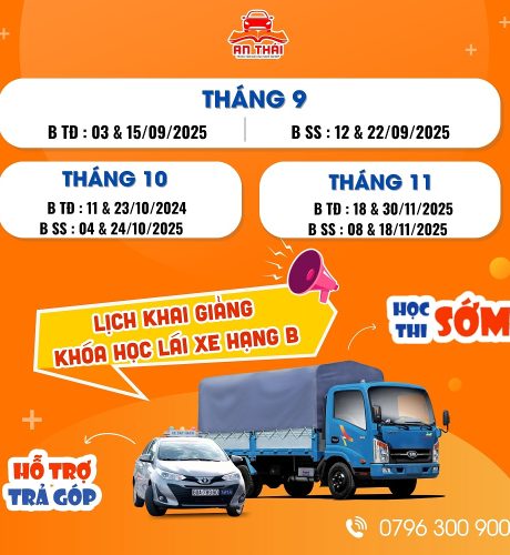 LỊCH KHAI GIẢNG Học lái xe ô tô